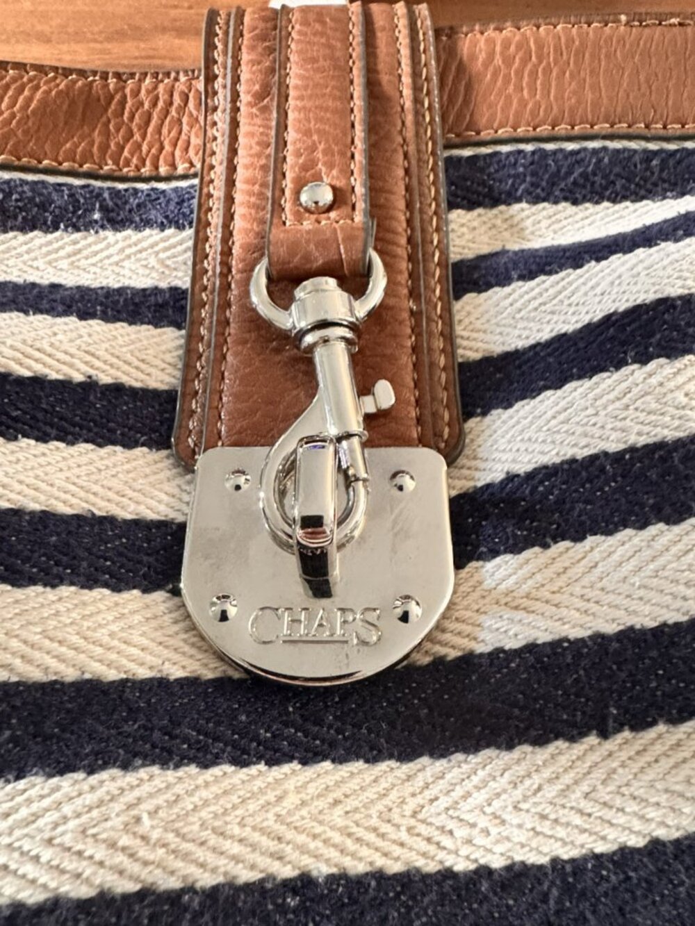 Chaps Nautical Striped Canvas Crossbody Bag - CL0505 - Picture 4 of 8